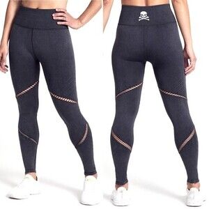 SOUL BY SOULCYCLE Seamless Moto Leggings Cutout Compression Tight Pants Black XS